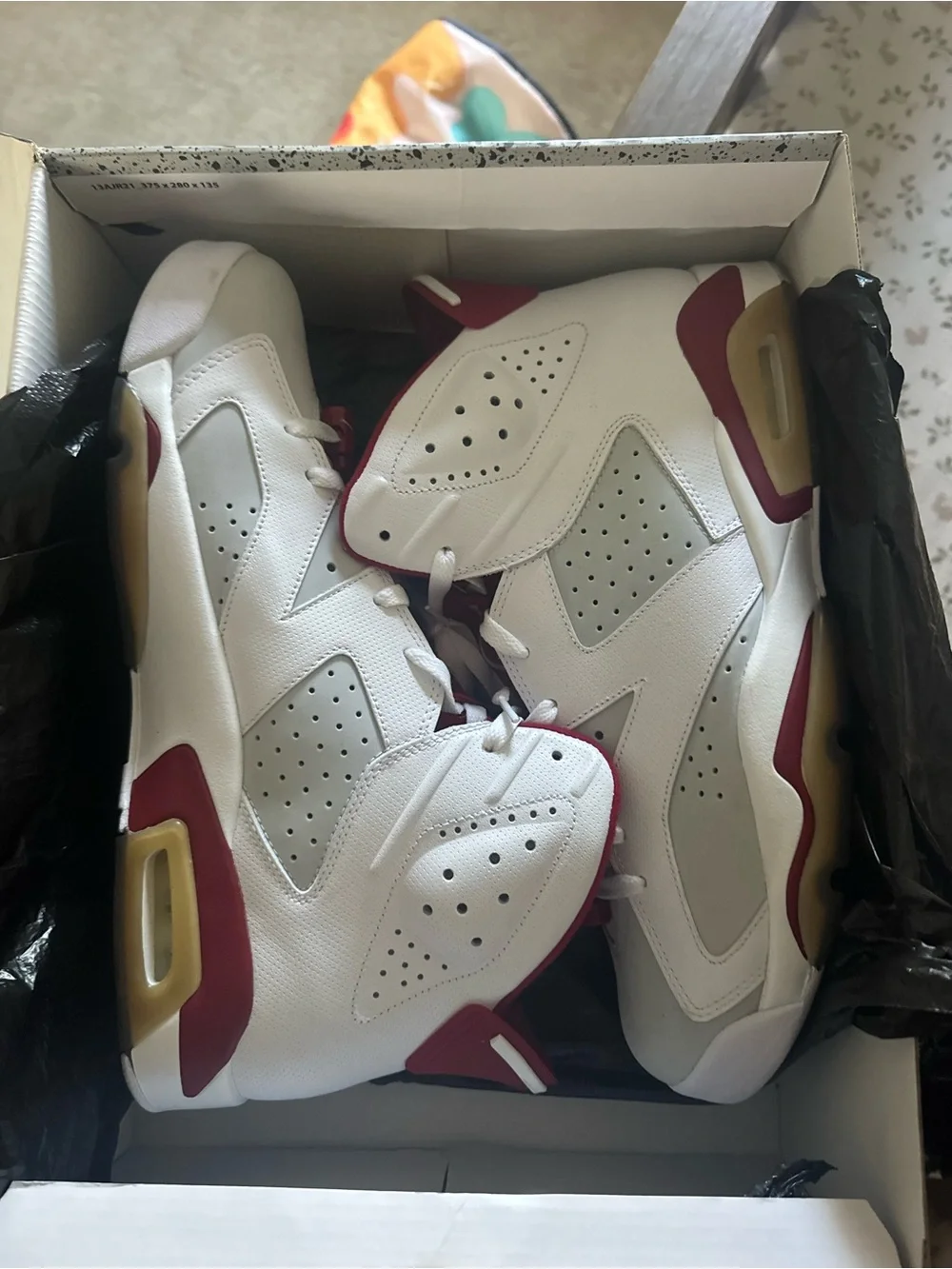 Jordan Retro White Maroon and Gold Sneakers